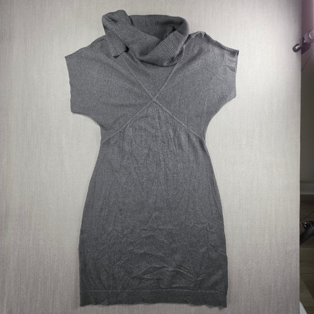 Jones Wear‎ Dress Women M Gray Cowl Neck Knit Cap Sleeve Blend Sweater Dress